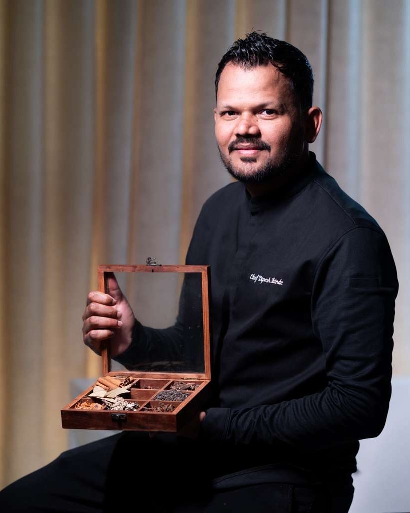 Chef Dipesh Shinde with his spice box